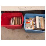 Assorted Collection of Hardcover Books and Comic Industry Magazines in Totes