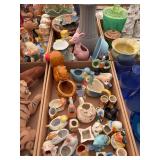 Large Assortment of Ceramic Figurines, Planters, and Small Vases