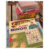 Assorted Board Games and Puzzles Lot Featuring Superman Flying Bingo
