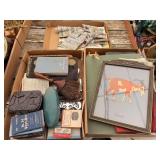 Large Assorted Box Lot of Collectibles, Ephemera, Office Supplies, and Household Items