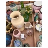 Assorted Art Glass and Ceramic Collection Featuring Wedgwood Jasperware and Hand-Painted Green Glass