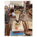 Assorted Art and History Books Lot with Table Lamp