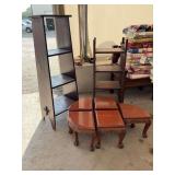 Assorted Wooden Furniture Lot Including Nesting Tables and Shelving Units