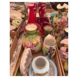 Assorted Decorative Ceramics and Art Glass Lot Including Vases, Bowls, and Pitcher