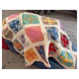 Handmade Patchwork Quilt with Multi-Color Floral and Geometric Blocks