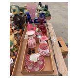 Assorted Pink Art Glass Vases, Pitchers, Figurines, and Tableware Collection