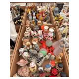 Large Assortment of Ceramic and Glass Salt and Pepper Shakers in Various Figural Designs
