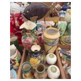 Assorted Collection of Ceramic and Pottery Vases, Planters, and Decorative Tableware