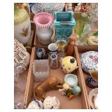 Assorted Decorative Collectibles, Vases, Figural Shakers, and Art Glass Lot