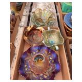 Collection of Iridescent Carnival Glass Bowls and Dishes