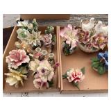 Collection of Capodimonte Porcelain Floral Figurines and Planters