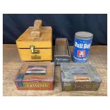 (6) Shoe Shine Box, Cigar Boxes, Cheese Boxes, Tin