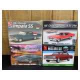 (4) 1/25 Chevrolet Car Model Kits