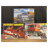 (3) 1/25 Peterbilt Truck Model Kits NIB