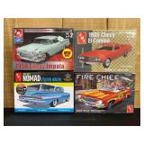 (4) 1/25 Chevrolet Car Model Kits
