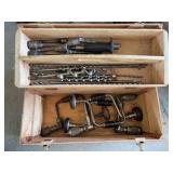 Wood Tool Box With Hand Braces And Auger Bits