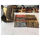 Large Group of Missouri License Plates in Wire Basket