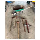 Wheelbarrow and Hand Tools Lot