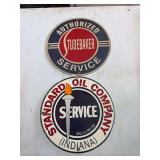 Studebaker and Standard Oil Company Indiana Metal Signs, Two