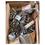 Box of Assorted Hardware, Fasteners, and Brackets