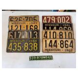 Group of Missouri License Plates and One Tab