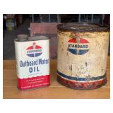 Two Standard Oil Motor Oil Containers