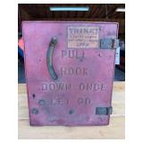Red Metal Fire Alarm Box with Internal Mechanism