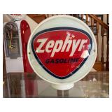 Zephyr Gasoline Milk Glass Gas Pump Globe