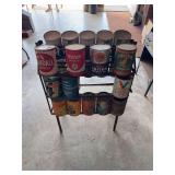Motor Oil Cans on Display Rack