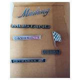 Assorted Ford Mustang, Cyclone, and Cobra Vehicle Emblems and Badges - Lot of 6
