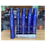Trolene Motor Oil Bottles and Clear Glass Oil Bottles with Metal Carriers