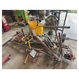 Assorted Yard Tools, Hand Trucks, and Work Lights