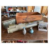 Atlas Powder Co. Wood Crate with Military Collectibles and Guardian Pistol