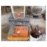 Ramset Model 4150 Tool Box, Pneumatic Hammer, and Assorted Storage Bins