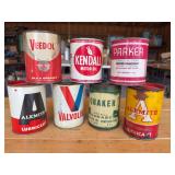 Assorted Lubricant and Oil Metal Cans, Lot of Seven