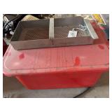 Red Parts Washer Tank with Perforated Tray and Accessories