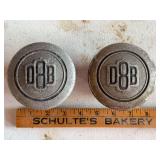 Set of Two Metal Hub Caps with Relief Monogram