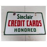 Double-Sided Sinclair Credit Cards Honored Porcelain Sign