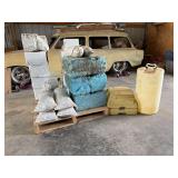 Pallet with Foam Blocks, Sand Bags, and Sanitation Equipment