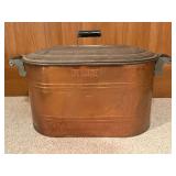De Luxe Copper Oval Boiler with Lid and Wood Handles