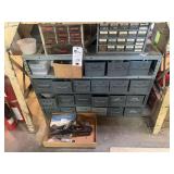 Metal Storage Cabinet with Hardware Assortment and Hand Plane