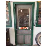 Hires Root Beer Metal Screen Door Push Bar Sign