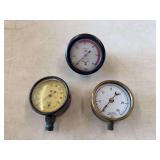 Lot of Three Pressure and Vacuum Gauges including Ashton and Marshalltown