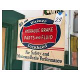 Wagner Lockheed Hydraulic Brake Parts and Fluid Double-Sided Metal Sign