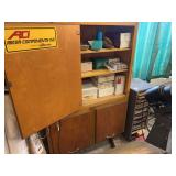 Wooden Cabinet with Sandpaper Storage Dispenser and Abrasives