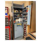 Metal Storage Cabinet with Automotive Parts and Supplies
