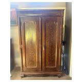 Oak Wardrobe Armoire with Claw Feet