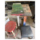Two Work Tables and Two Stools