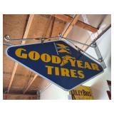 Goodyear Tires Double-Sided Porcelain Sign with Mounting Bracket