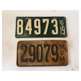 Two Illinois and Missouri License Plates
